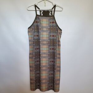 PRANA ARDOR CARGO ATHLETIC DRESS GREEN GEOMETRIC PRINT WOMENS (XL)